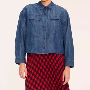 New Woolrich x Target Utility Shirt Shacket Dark Wash Denim Size S, M